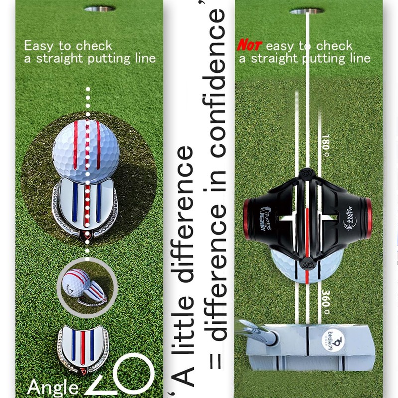 Golf Ball Line Marker Tool Kit Set. 360 Degree 3-Line