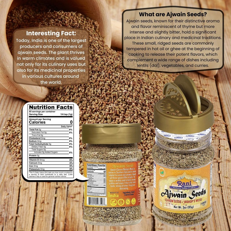 Rani Ajwain Seeds (Carom Bishops Weed) Spice Whole 3oz (85g)