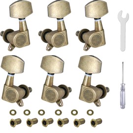 6PCS(3L+3R) Guitar Machine Heads Guitar String Tuning Pegs Machine Head Tuners for electric guitar tuner Acoustic Guitar For replacement and upgrad (Bronze color)