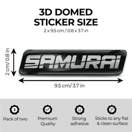 Biomar Labs 2 x 3D Gel Silikon Aufkleber Stoßstange Aufkleber Abziehbilder Emblem Tuning für Auto Motorrad Helm Fahrrad Schwarz Silber Samurai KS 132