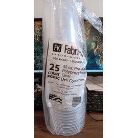 Fabrikal (25 CUPS) 32 oz. PLASTIC CLEAR DELI/DRINK TUMBLER USA MADE/TAVERNS/C