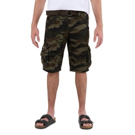X RAY Mens Cargo Shorts Camo & Solid Colors 12.5" Inseam Knee Length Classic Fit Multi Pocket (Big and Tall Shorts for Men), Twill Taped Olive Camo, 38