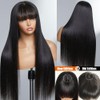 Women's Straight Human Hair Wig with Bangs, 2 x 1