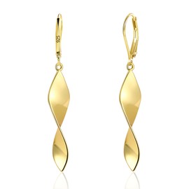 14K Gold Twisted Dangle Earrings for Women Leverback Drop Earrings Hypoallergenic 14K Gold Plated Teardrop Dangle Earring Trendy for Women Jewelry Gifts