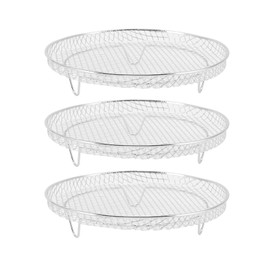 Ejoyous Air Fryer Rack, Stackable Dehydrate Rack, Stainless Steel Multi-Layer Dehydrator Rack, Hot Air Fryer Accessories, Food Grade Fruit Meat Dehydration for Hot Air Fryer, Double Chamber, Pack of 3