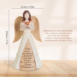 Storieme - Figura de ángel de jubilación 2025: regalo de jubilación feliz para mujer, compañera de trabajo, profesora, enfermera, médico, amiga, decoración de fiesta, regalos para mujeres jubiladas