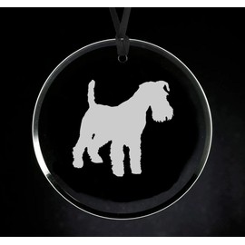Crystal Glass Circle Ornament Keepsake Gift Miniature Schnauzer
