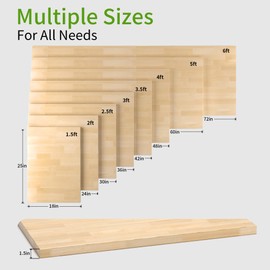 Butcher Block Countertop Solid Wood Table Top Birch Countertop Cutting Board for DIY Wood Desk Top Washer Dryer Counter Top Butcher Block Work Bench Top for Office Desk, Unfinished Top 36 x 25x 1.4 in