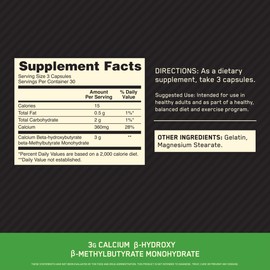 Optimum Nutrition HMB 1000 Caps, 1g of Calcium beta-Hydroxy beta-methylbutyrate per Capsule, 90 Capsules, 30 Servings