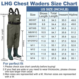 LHG Fishing Waders Waterproof Bootfoot Chest Waders 2-Ply 420D Nylon/PVC Duck Hunting Wader for Men Women