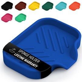 Zulay Kitchen Small Silicone Sponge Holder (4.9x3.3”) – Space-Saving Sink Organizer Tray for Sponge, Soap, Brush & More – Compact Non-Slip Dish for Kitchen & Bathroom (Turkish Sea)