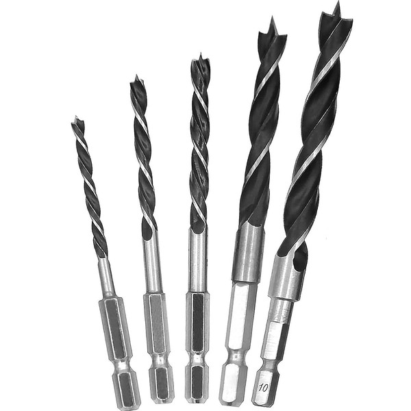 KEWAYO 5PCS Brad Point Drill Bit Set 4mm 5mm 6mm