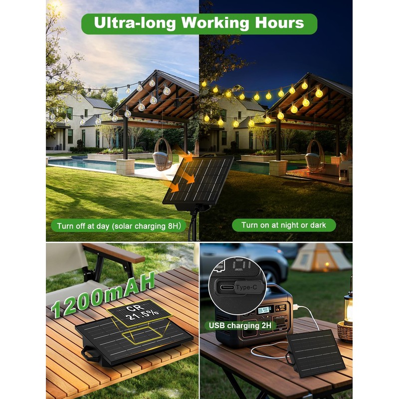 FIFlying Solar String Lights Outdoor 10.45M Solar Lights for Garden