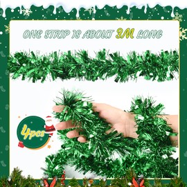 Tinsel Christmas Tree Green 4 x 3 m Garland Christmas - Christmas Garlands Shiny Tinsel Garland Diameter 9 cm, Fir Garland Christmas Tree Decoration Green Christmas Tree Decoration Garland Decoration