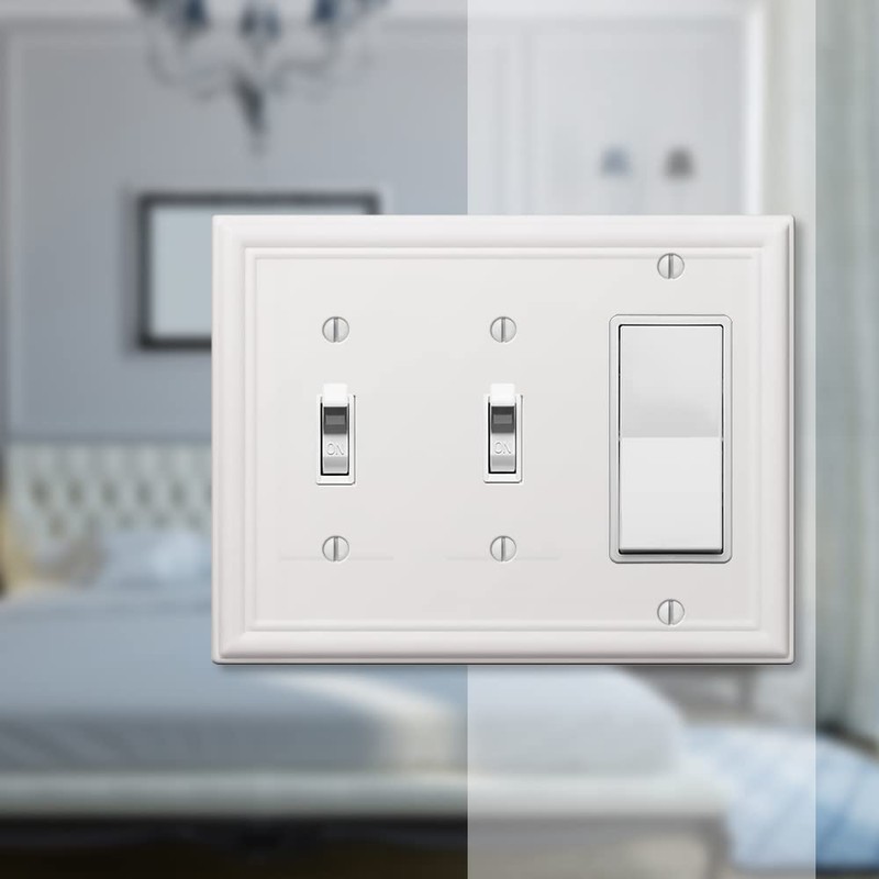 Amerelle 149TTRW Chelsea Wallplate, 2 Toggle / 1 Rocker, Steel,