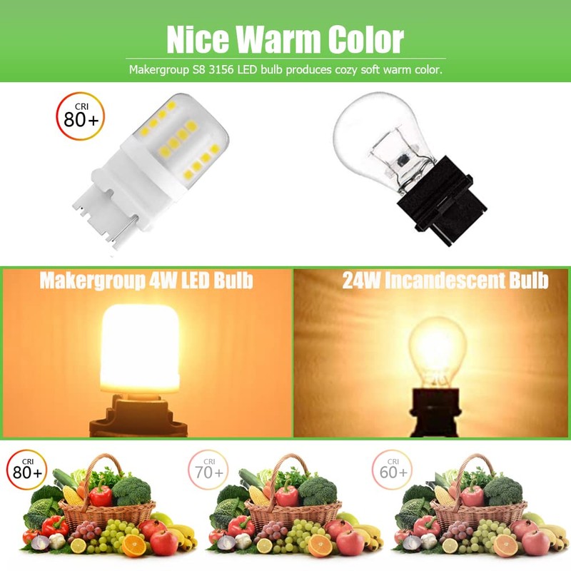 Makergroup S8 3156 Wedge Base LED Light Bulbs, 12V Low