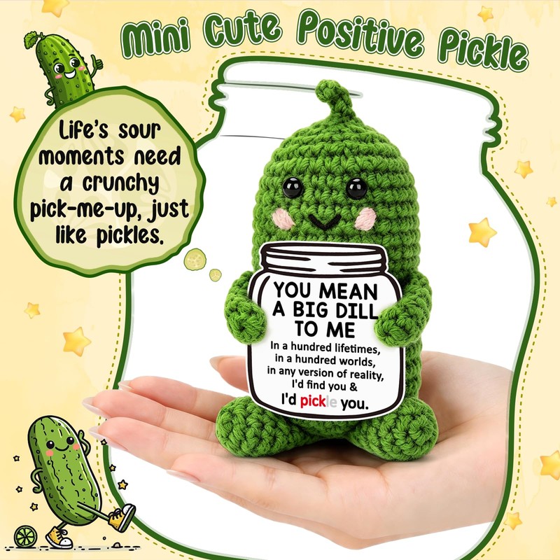 Positive Crochet Pickle Birthday Gifts for Men Women Best Friends