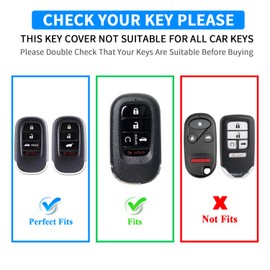QBUC for Honda Civic Key Fob Cover, Key Case with Keychain for Honda 2023 2024 2025 Accord CR-V HR-V V Pilot SI EX EX-L Touring Carbon Fiber Key Fob Case Protector Type R (Black, 3/4 buttons)