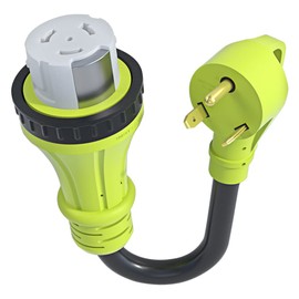 AOWEITOUR 30 Amp to 50 Amp RV Locking Adapter Cord, NEMA TT-30P Male to SS2-50R Twist Lock Female Power Dog Bone Plug, Heavy Duty STW 10 Gauge for RV Trailer Camper(12 Inch)