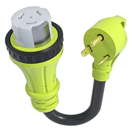 AOWEITOUR 30 Amp to 50 Amp RV Locking Adapter Cord, NEMA TT-30P Male to SS2-50R Twist Lock Female Power Dog Bone Plug, Heavy Duty STW 10 Gauge for RV Trailer Camper(12 Inch)