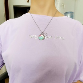 Uloveido Charms Faith Necklace, Stainless Steel, Real Mustard Seed Round Pendant Christian Y840 (Round)