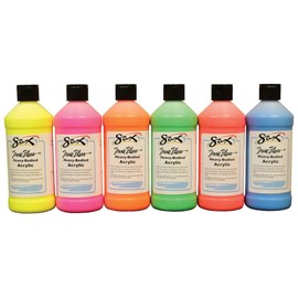 Sax True Flow Acrylic Paint - 1 Pint - Set of 6 - Assorted Fluorescent Colors