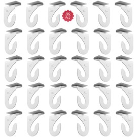 Fulaicai 30PCS Ceiling Hangers, Steel Ceiling Clips White Drop Ceiling Hooks for Hanging Decorations and Items at Home Office Malls(15PCS Right and 15PCS Left)