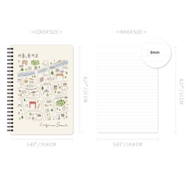 Monolike Streets of Seoul A5 Line Spiral Notebook, Euljiro - Hardcover 5.83 x 8.27inch 128 Page