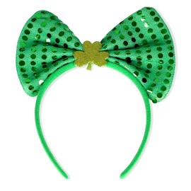 RUPOFUZA St. Patrick's Day Headbands, Green Bow Shamrock Hats Green Clover Headband Saint Patricks Day Irish Headwear Costume Accessories for Adults Kids