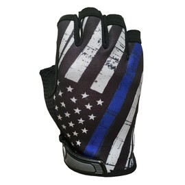 Blue Line USA Flag Half Finger Gloves for Gym, Athletic, and Multi-Use - Support Police & Law Enforcement Officers