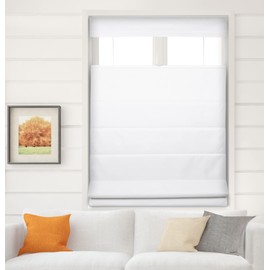 Arlo Blinds Thermal Room Darkening Fabric Roman Shades Top Down Bottom Up, Color: Pure White, Size: 36" W X 60" H, Cordless Lift Window Blinds