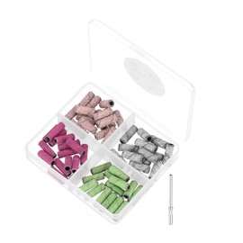 HARFINGTON 60pcs Small Sanding Bands for Nail Drill, 80#,120#,180#,240# Grit Sanding Band with 3.1mm Mandrel, Mini Drill Bits Nail Tech File for Acrylic Gel Nail Shaping Polishing