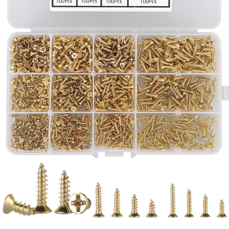 FandWay 1200Pcs M2 M2.5 M3 Phillips Flat Head Self-Tapping Screws,