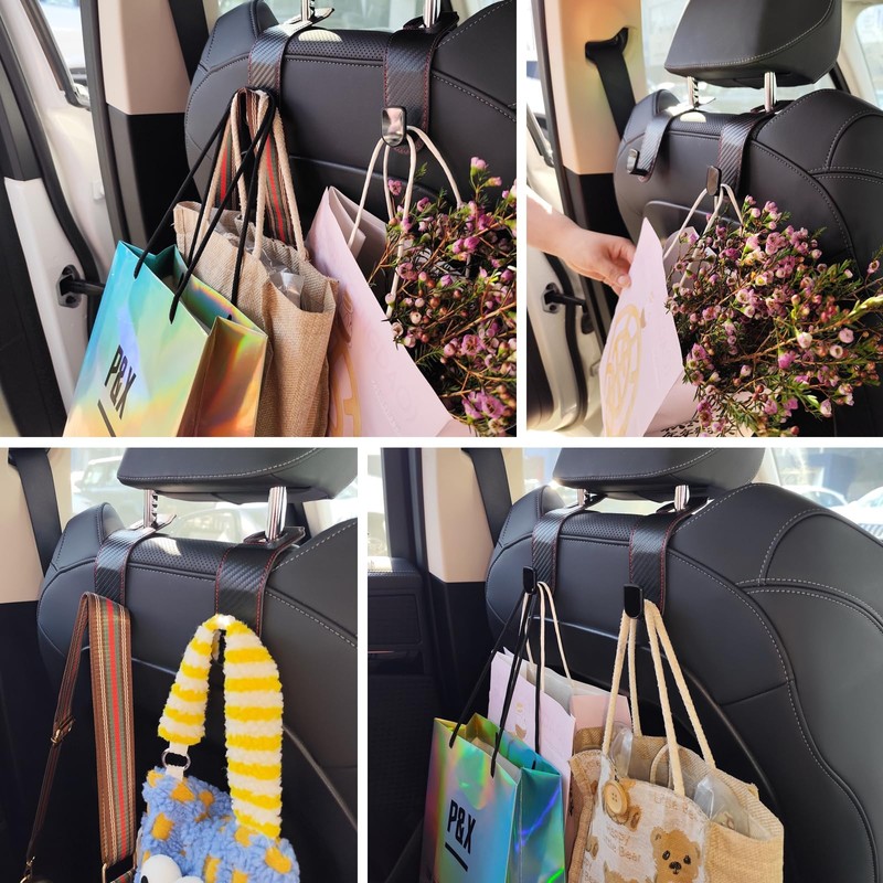 Gluebar 2 Pack Headrest Hooks for Purses and Bags, Car