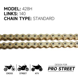 HILAKE 428 Motorcycle Chain 140 Links Non O-Ring with Connecting Master Link and Chain Breaker Heavy Duty Drive Chain for Motorcycle Bicycle Go Kart Mini Trail Bike
