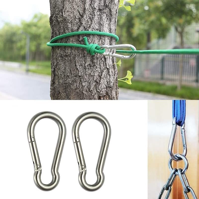 10PCS Premium Stainless Steel Snap Hook Carabiner Ring Screw Keychain