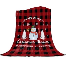 Singingin Christmas Movie Watching Blanket Super Soft Flannel Fleece Snowman Red Black Buffalo Plaid Throw Blanket Cozy Fuzzy Plush Blankets for Couch Sofa 40x50inch