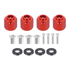 sourcing map Aluminum Wheel Hex Hub 12mm Hex Extended Spacers Drive Adapter for RC Crawler Car Replacement, Red