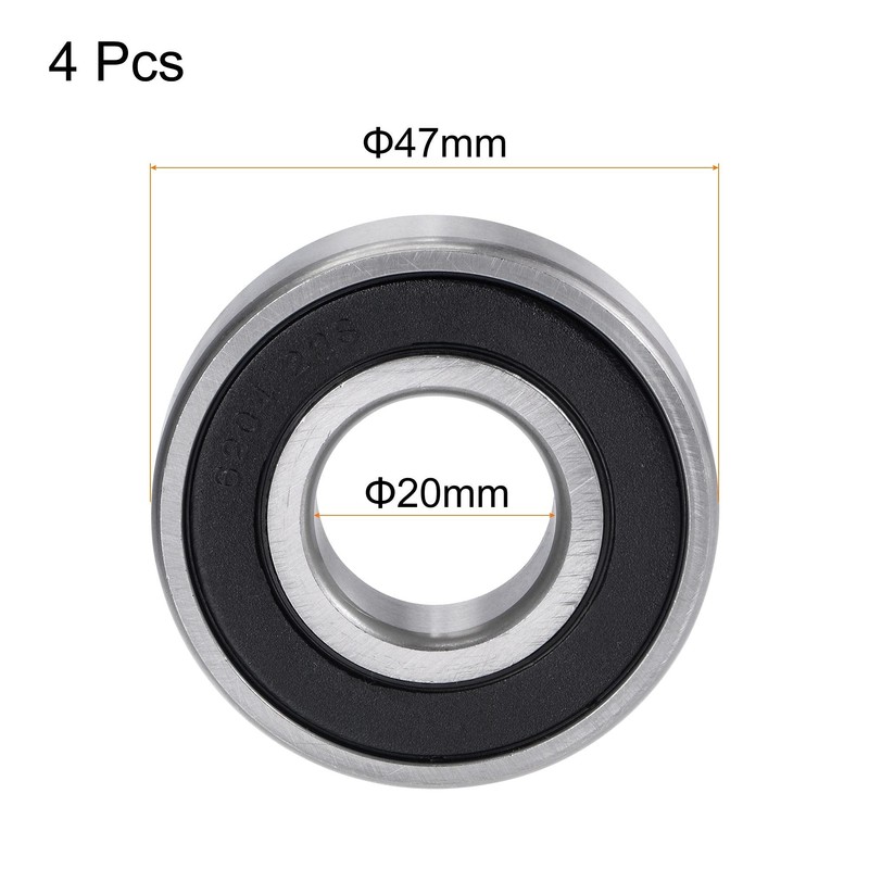 sourcing map 6204-2RS Deep Groove Ball Bearings 20 mm Bore