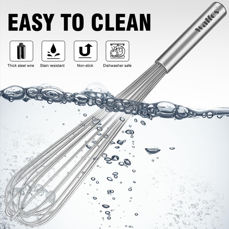 Walfos Whisk,17in Large Whisks, Heavy Duty Stainless Steel Wire Whisk