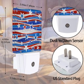 Jopowide Christmas USA Flag Night Light Plug in Wall Lamp Smart Dusk to Dawn Sensor for Home Decorative, Kids Room Bedroom Bathroom Kitchen Hallway Gifts