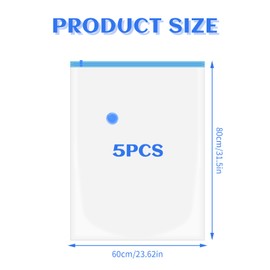 Vakuumierbeutel 5 Stück Vakuumbeutel Kleidung Vakuum Aufbewahrungsbeutel Wiederverwendbar Vakuum Beutel Reise Vakuum Kleiderbeutel für Decken Kleidung with Hand Pump, für Reisen Rucksack - 60x80cm