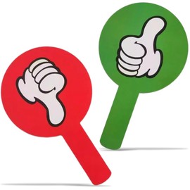 Pack of 2 Thumb Up Thumb Down Paddle, Yes No Paddle Signs True False Green Red, Classroom Choice Paddle, Classroom Student Voting Paddle, Reusable Evaluation Board