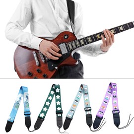Printed Guitar Strap Adjustable Guitar Shoulder Belt Adult Children Guitar Shoulder Strap Bass Ukulele for Electric Guitar