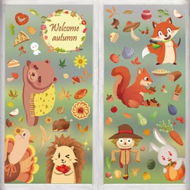 Herbst Fensterbilder, 149 Stück Thanksgiving Fenster Aufkleber, Herbst Blätter Fensteraufkleber, Thanksgiving Dekorationen, Ahornblätter Marone Fenster Sticker für Thanksgiving Deko