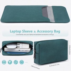 HYZUO 13.3-14 Inch Laptop Sleeve for MacBook Pro 14 M3/M2/M1 Pro/Max A2992 A2918 A2779 2024-2021, MacBook Air 13 2017-2012, 13.5-13.8 Surface Laptop 7-1, with Pouch, Dark Green