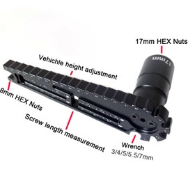 Hobbymall 16-32mm RC Ride Height Gauge Ruler Multi-Tool RC Car Turnbuckle Wrench/Screw Length Measurement/RC 17mm Hub Wrench for RC Model Repair