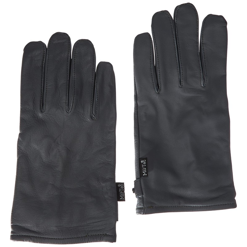 MIL-TEC BW Leather Gloves Lined, grey, 3xl