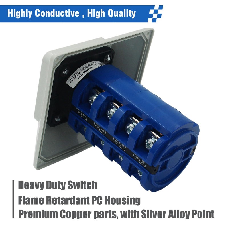 KEYMOO 63A Rotary Changeover Switch with Exterior Box, 4NO 4NC