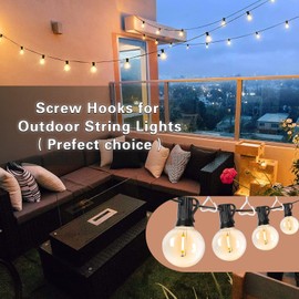 Ticway 20 PCS Safety Screw Hooks, Q-Hanger Hook for Hanging Outdoor String Lights, Windproof Eye Hooks with Safety Buckle Screw in Hooks for Wall Ceiling-White